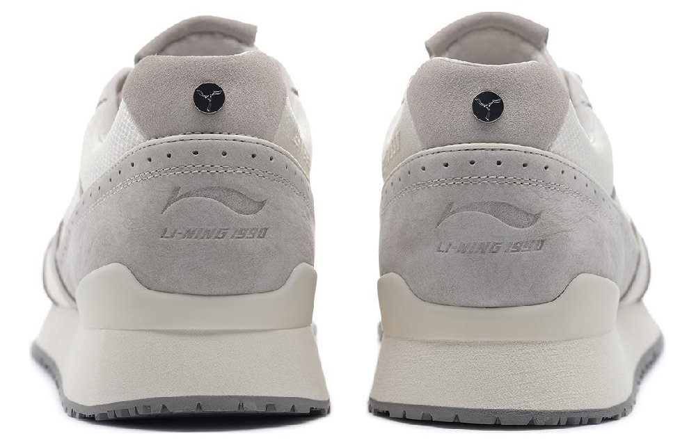 LI NING 1990 Classic Collection Slip Resistant And Breathable Low Top Running Shoes Men's White Gray