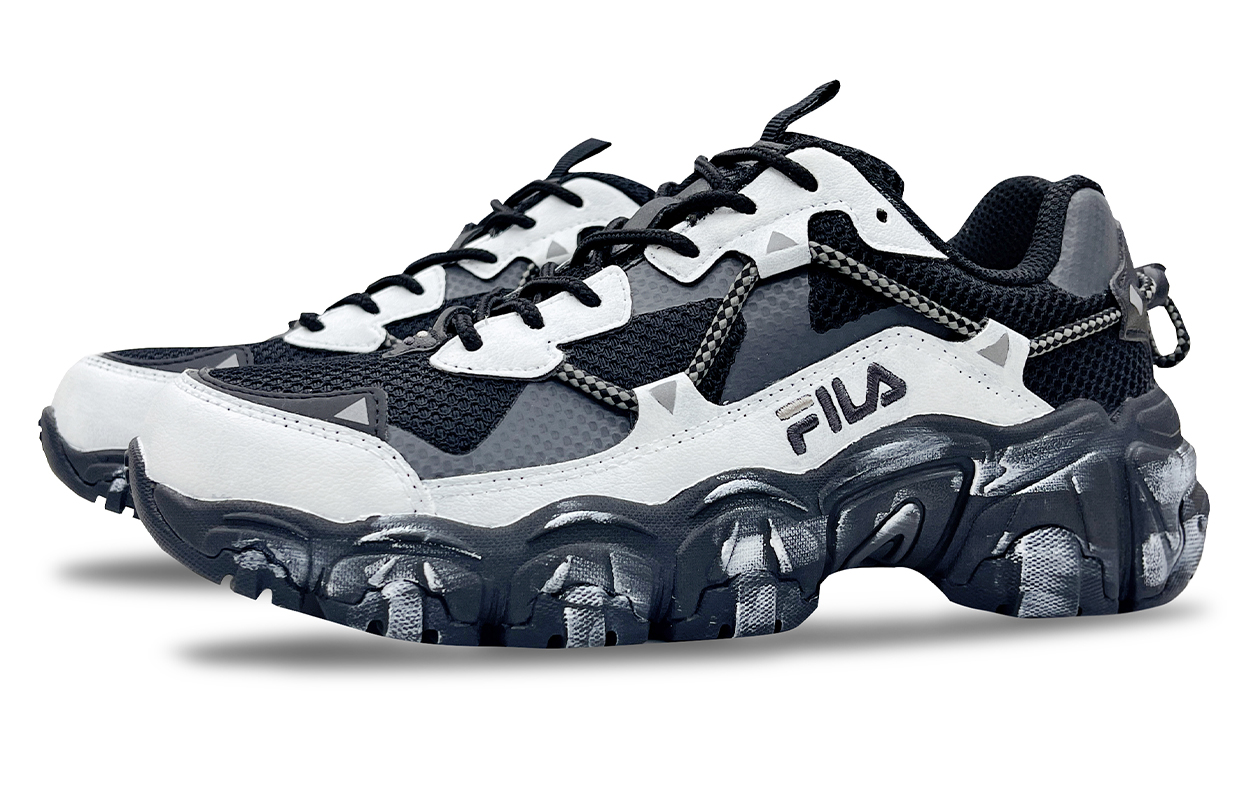 FILA Running Slip Resistant, Abrasion Resistant, Breathable Low Top Casual Shoes Unisex Black White Gray купить в интернет-магазине Yoocart с быстрой доставкой по России.