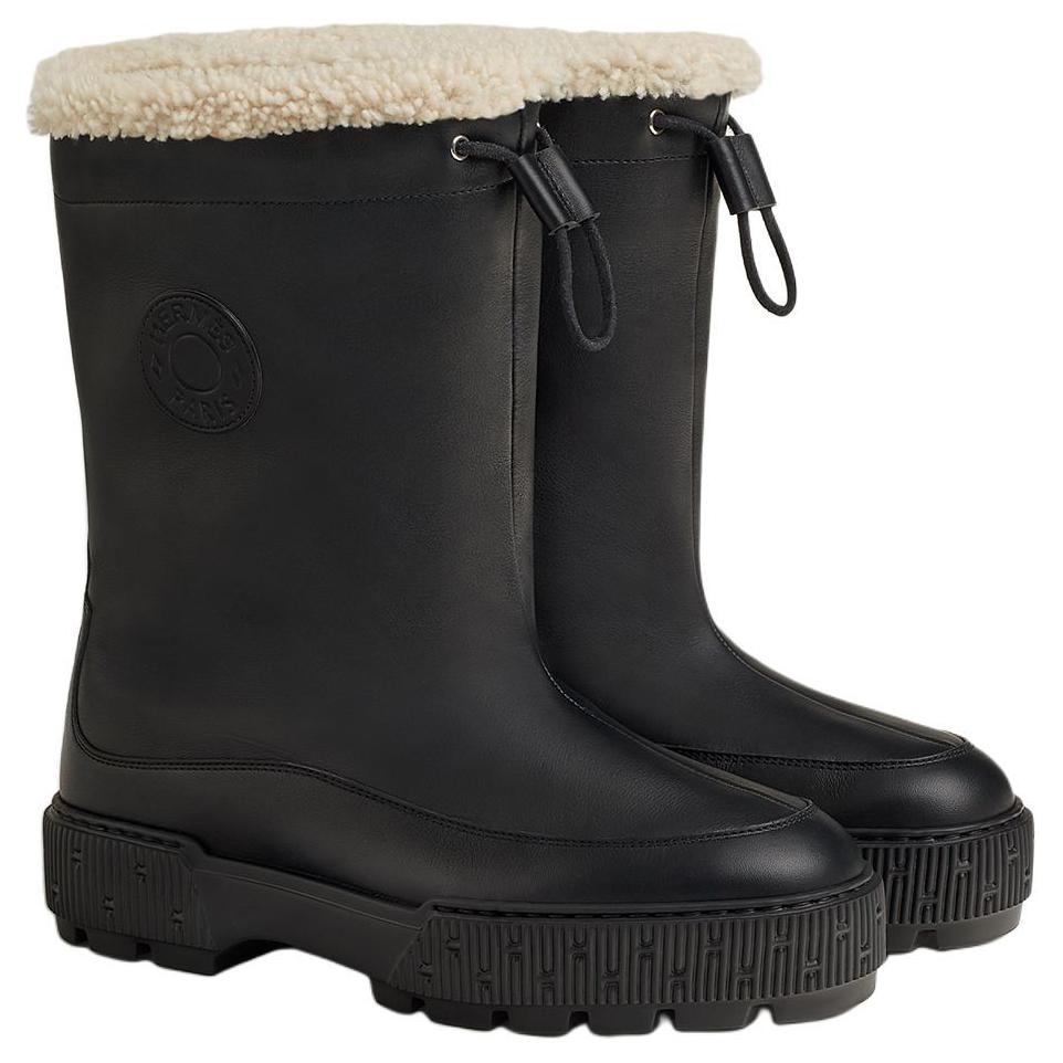 HERMES Ankle Boots 4cm Women's Black