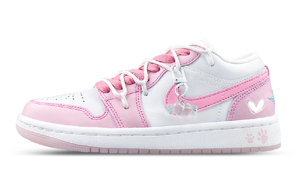 Jordan Air Jordan 1 Abrasion Resistant Slip Resistant Low Top Vintage Basketball Shoes Women's Pink