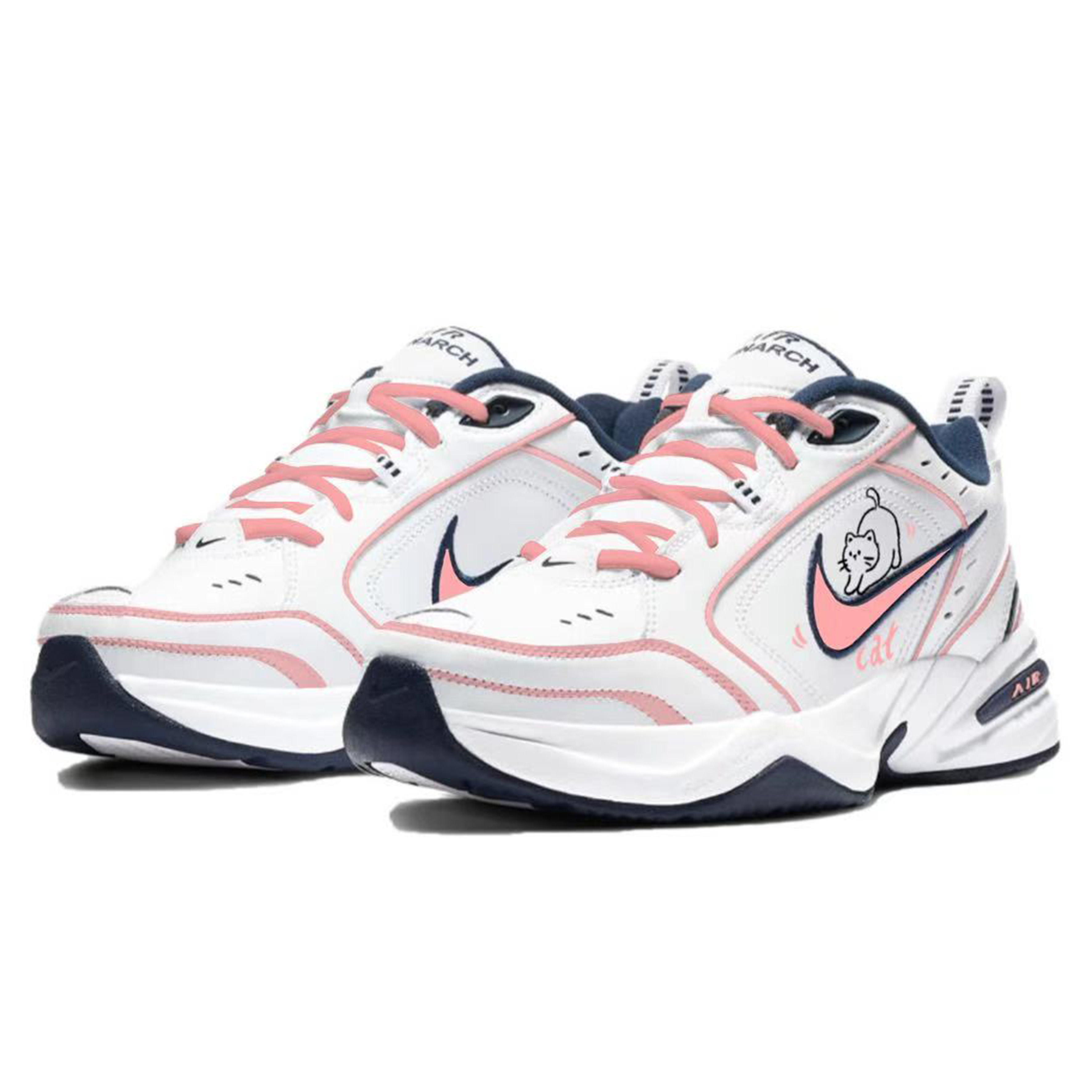 Nike Air Monarch 4 Anti-Slip Wear-Resistant Low-Top Chunky Sneakers Unisex Pink White купить в интернет-магазине Yoocart с быстрой доставкой по России.
