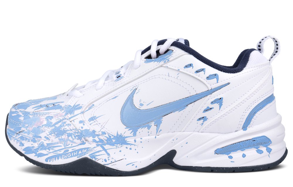 Nike Air Monarch 4 Anti-Slip And Wear-Resistant Height Increasing Low-Top Chunky Sneakers Unisex Blue White