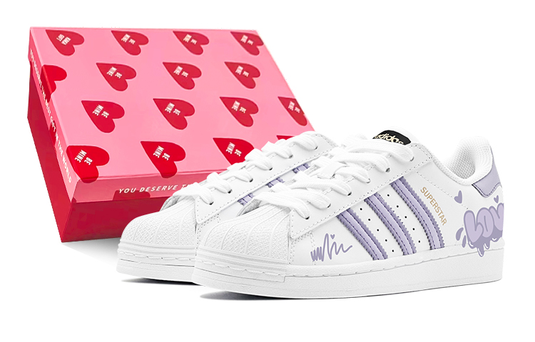 Adidas Originals Low Top Skateboard Shoes Unisex White Purple