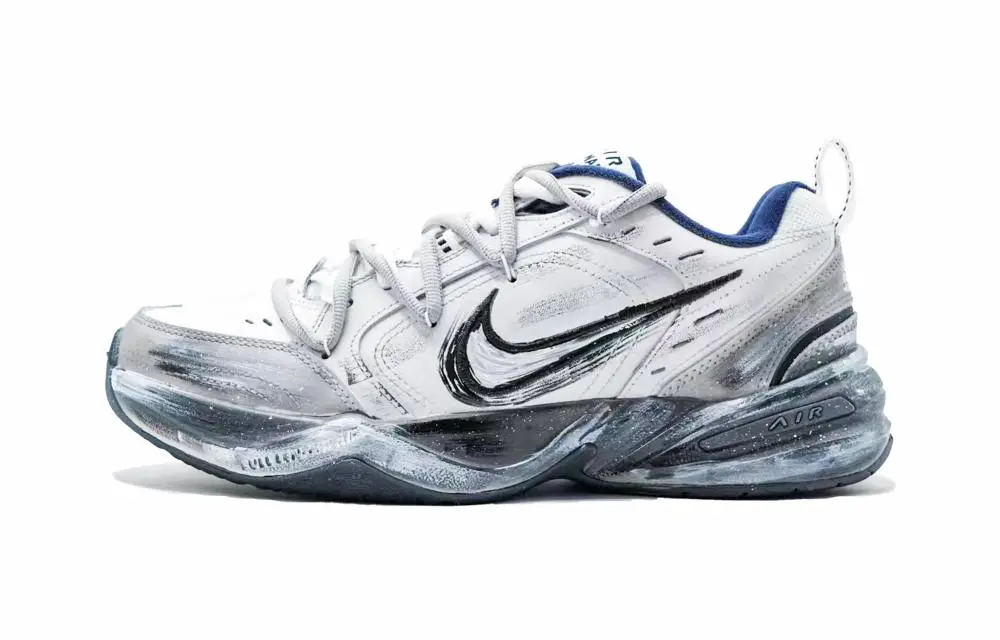 Nike Air Monarch 4 Lightweight Height Increasing Low top Chunky Sneakers Men's White Gray