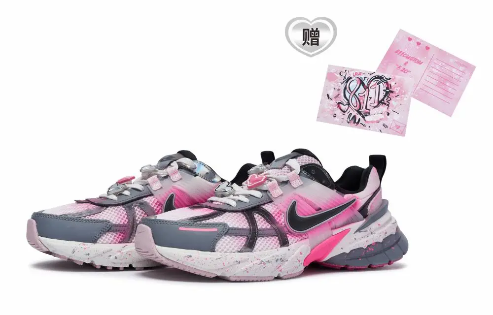 Nike V2K Run Low Top Running Shoes Women's Pink Gray