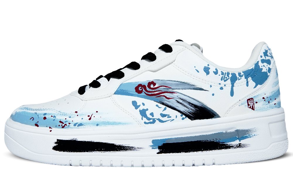 Anta Slip Resistant Shock Absorbers Low Top Skateboard Shoes Men's Auspicious Clouds Blue
