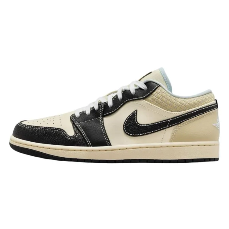 Jordan Air Jordan 1 Anti-Slip And Wear-Resistant Breathable Low-Top Vintage Basketball Shoes Men's Beige Black