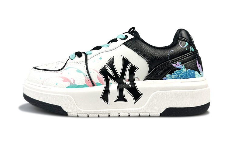 MLB Chunky Liner Wear-Resistant Height Increasing Low-Top Skateboard Shoes Unisex Black White Blue