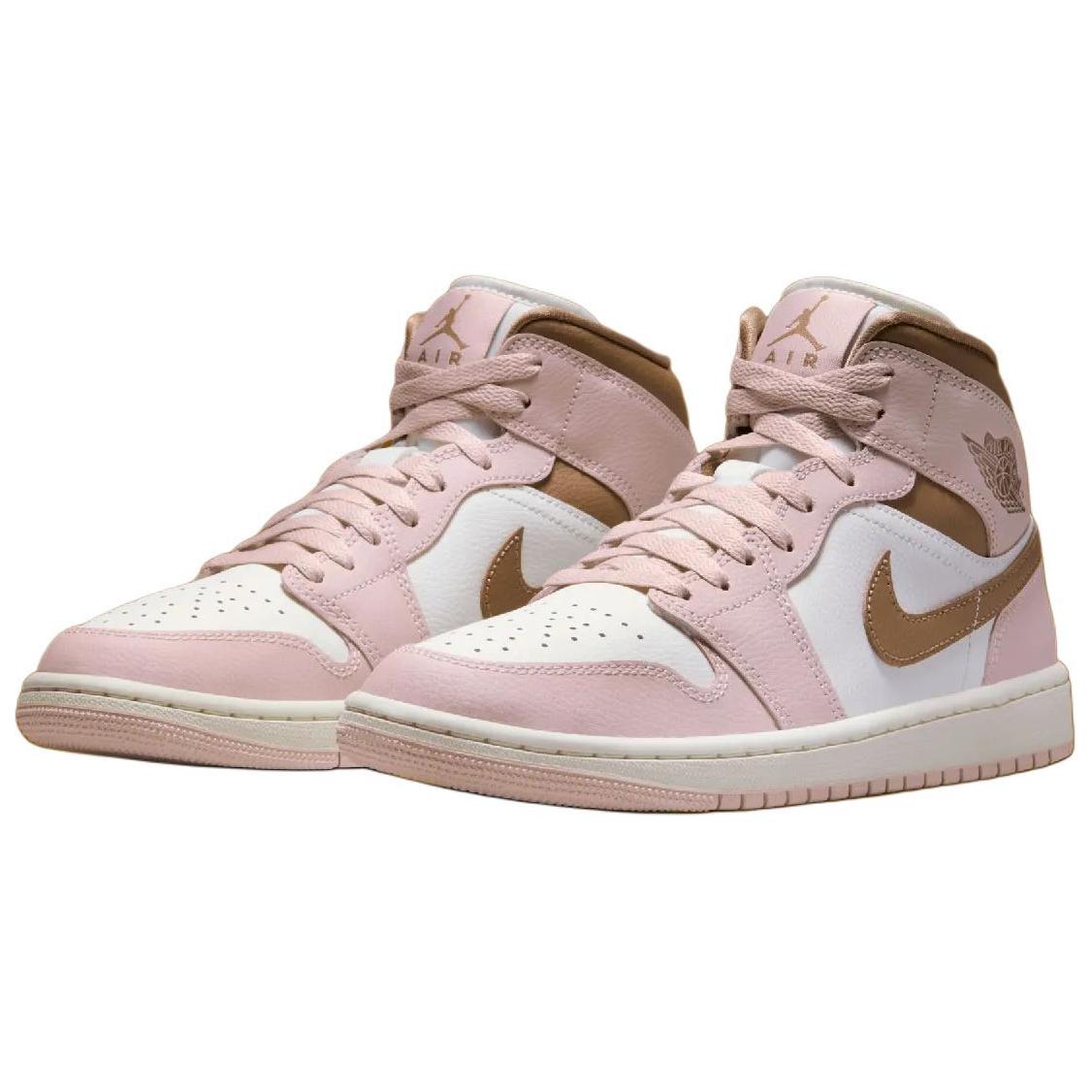 Jordan Air Jordan 1 Anti-Slip Wear-Resistant Mid-Top Vintage Basketball Shoes Women's Pink White купить в интернет-магазине Yoocart с быстрой доставкой по России.