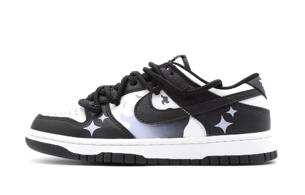 Nike Dunk Skateboard Shoes Women's Low-Top Black/White/Blue