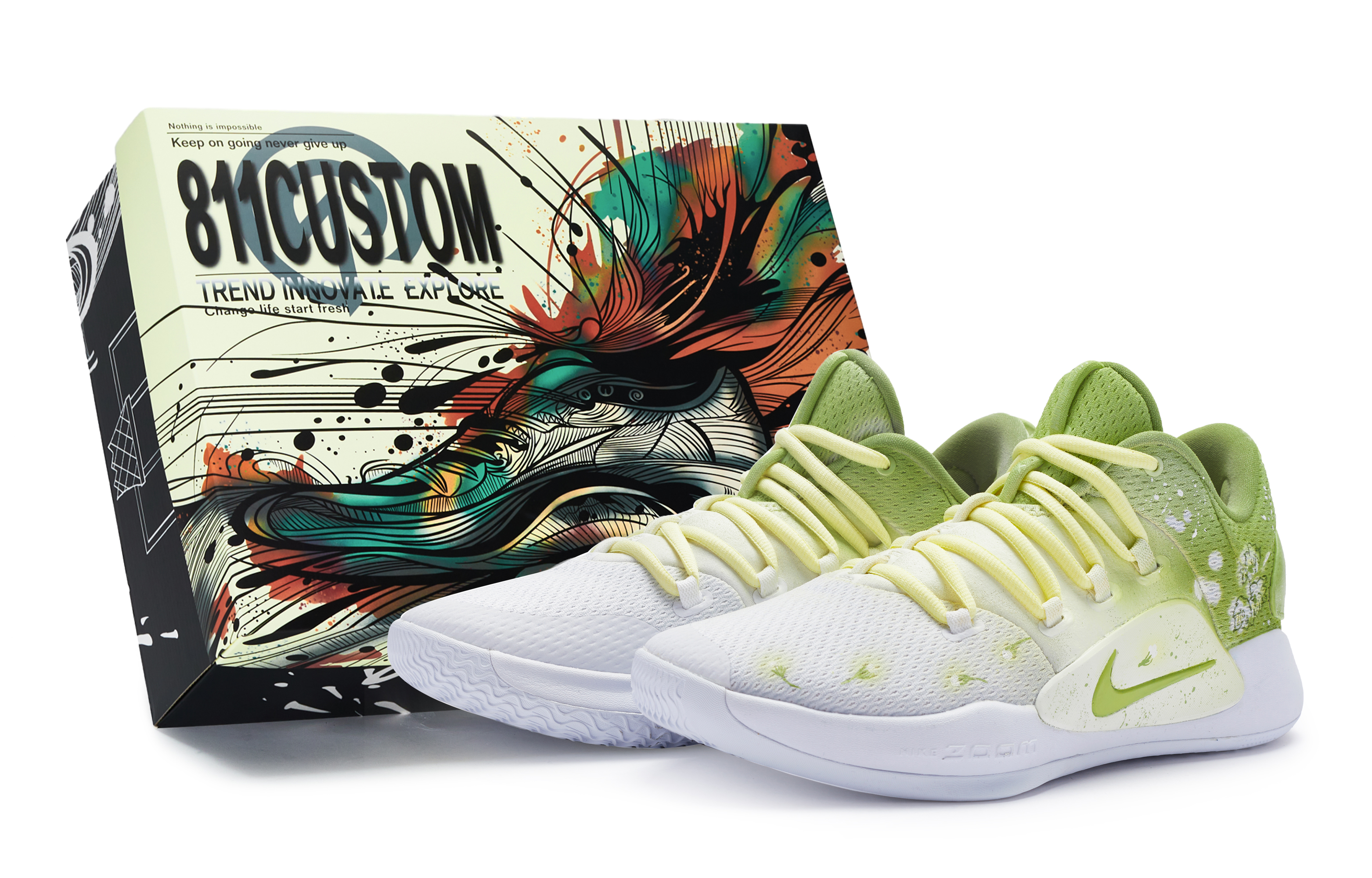 Nike Hyperdunk X Low Cushioning Anti-Slip And Wear-Resistant Low-Top Performance Basketball Shoes Men's White Green