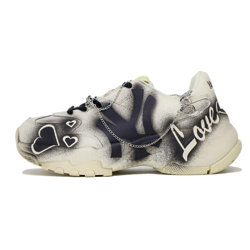 MLB Big Ball Chunky Cushioning Anti-Slip And Wear-Resistant Low-Top Chunky Sneakers Unisex Beige
