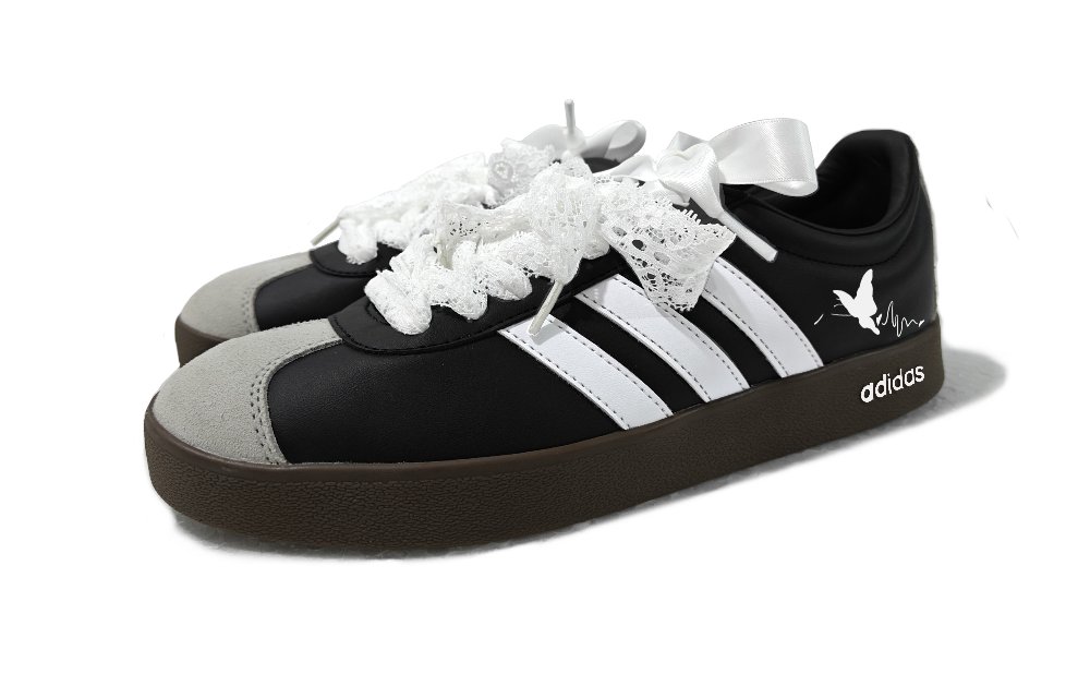 Adidas Neo VL Court 2.0 Abrasion Resistant Low Top Skateboard Shoes Unisex Black White