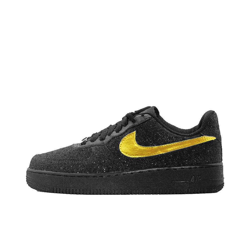 Nike Air Force 1 Baby's Breath Low Top Skateboard Shoes Unisex Black Gold