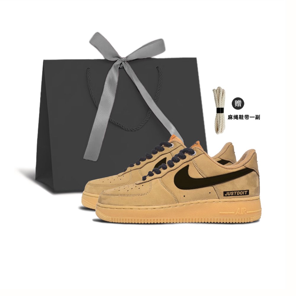 Nike Air Force 1 Anti-Slip And Wear-Resistant Lightweight Low-Top Skateboard Shoes Unisex Black Brown