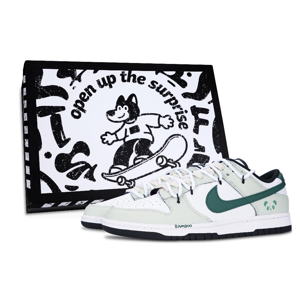 Nike Dunk Bamboo Panda Anti Slip Wear Resistant Low Top Skateboard Shoes Unisex Light Green