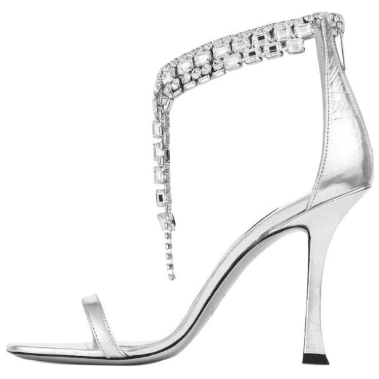 Jimmy Choo Verity One Strap Sandals 10cm Women's Silver