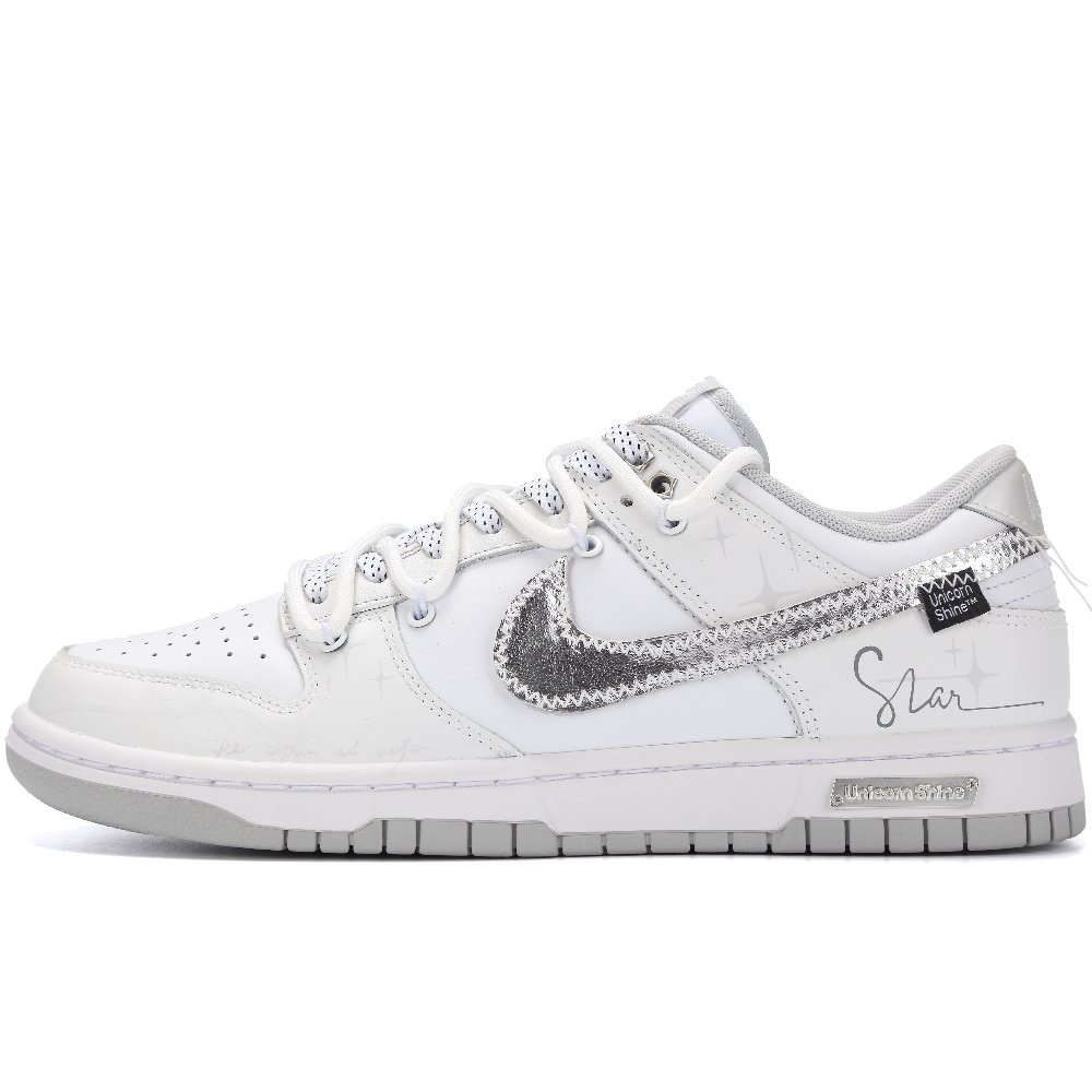 Nike Dunk Arrival At Starry Anti Slip Wear Resistant Low Top Skateboard Shoes Unisex Gray White