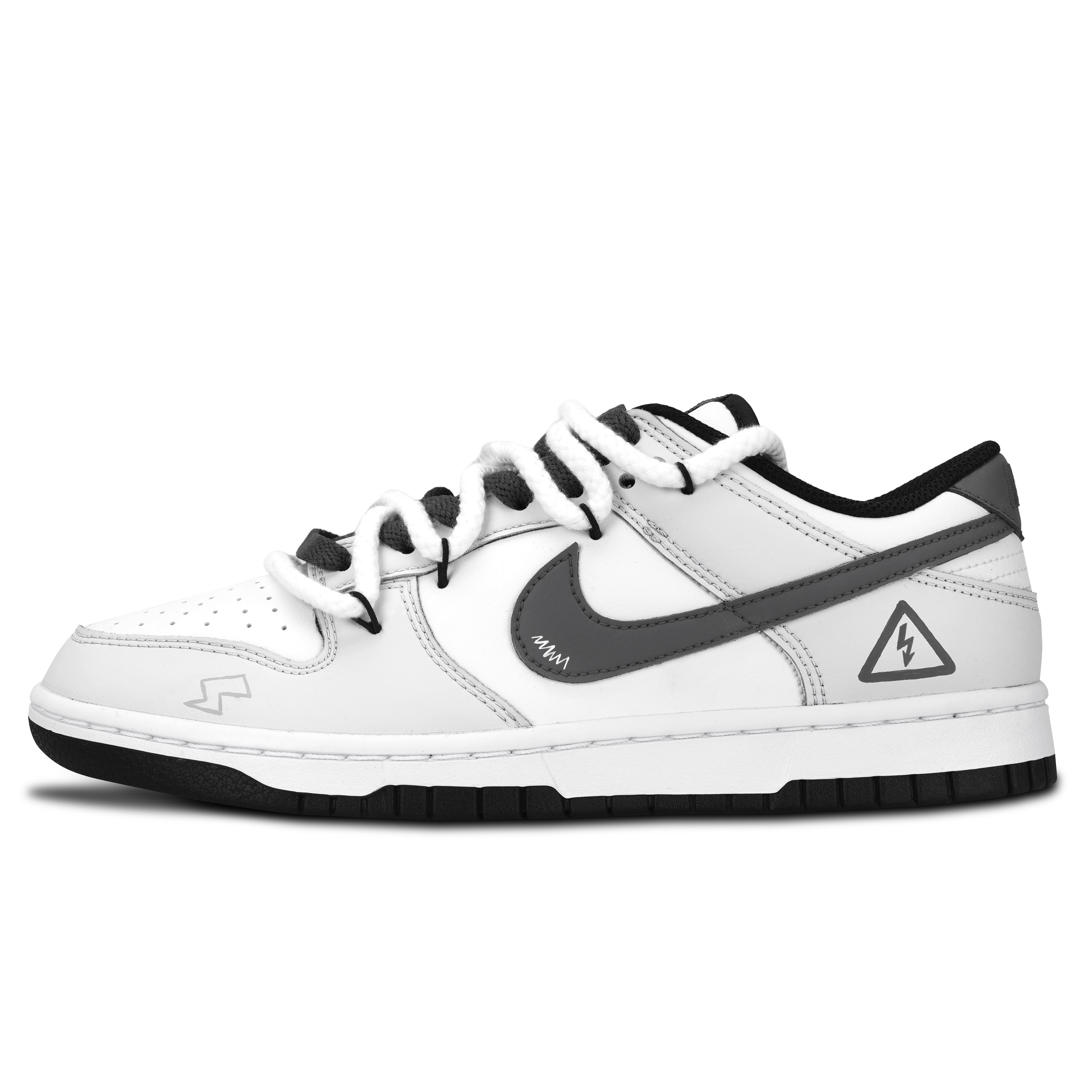 Nike Dunk Black White, Electrocuted Abrasion Resistant Low top Skateboard Shoes Unisex Gray