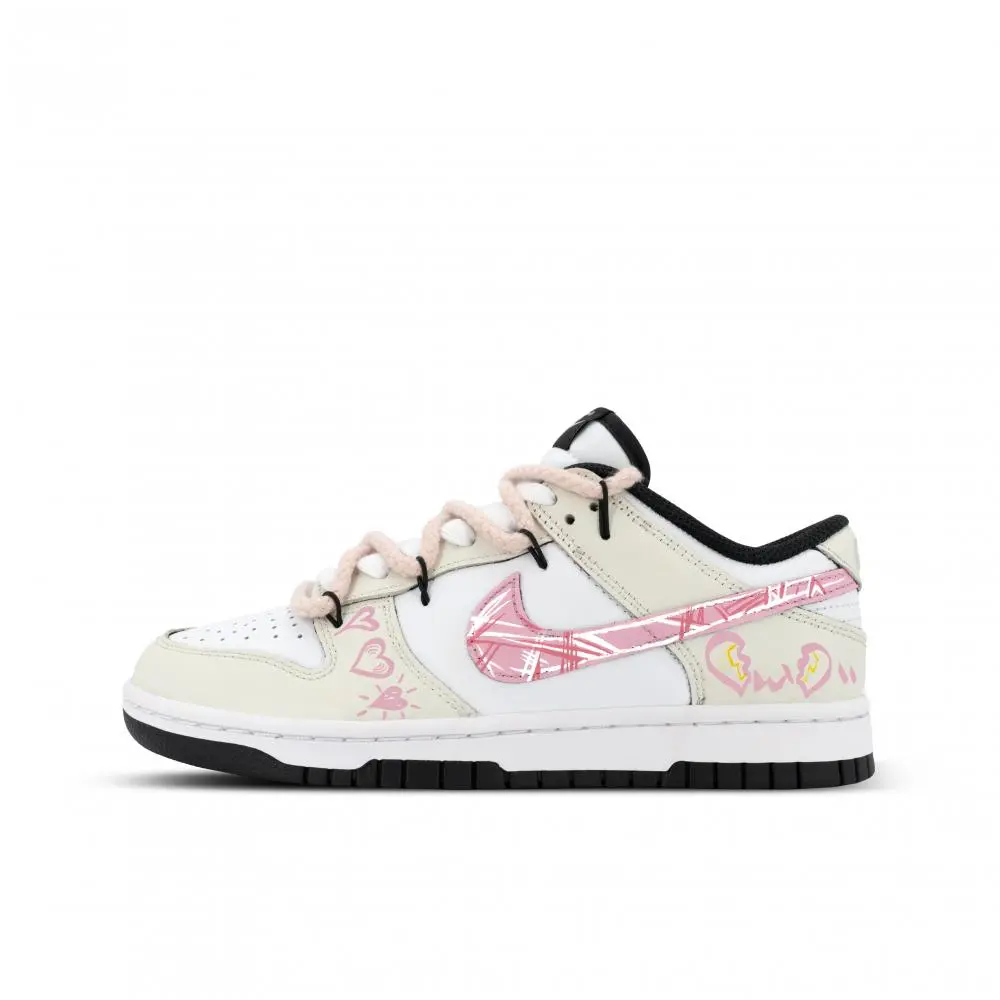 Nike Dunk Panda, Sweetheart Love Low top Skateboard Shoes Unisex White Pink