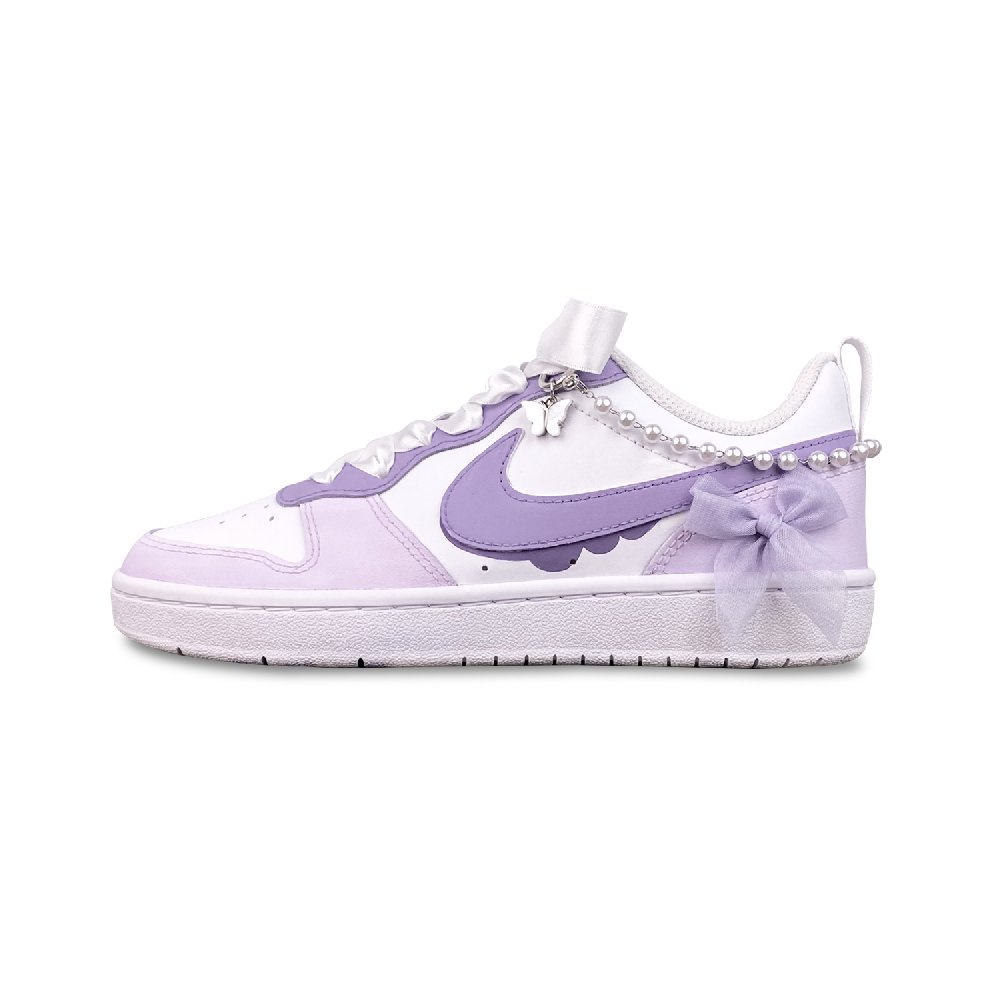 Nike Court Borough Slip-Resistant Cushioning Wear-Resistant Low-Top Skateboard Shoes GS Purple White