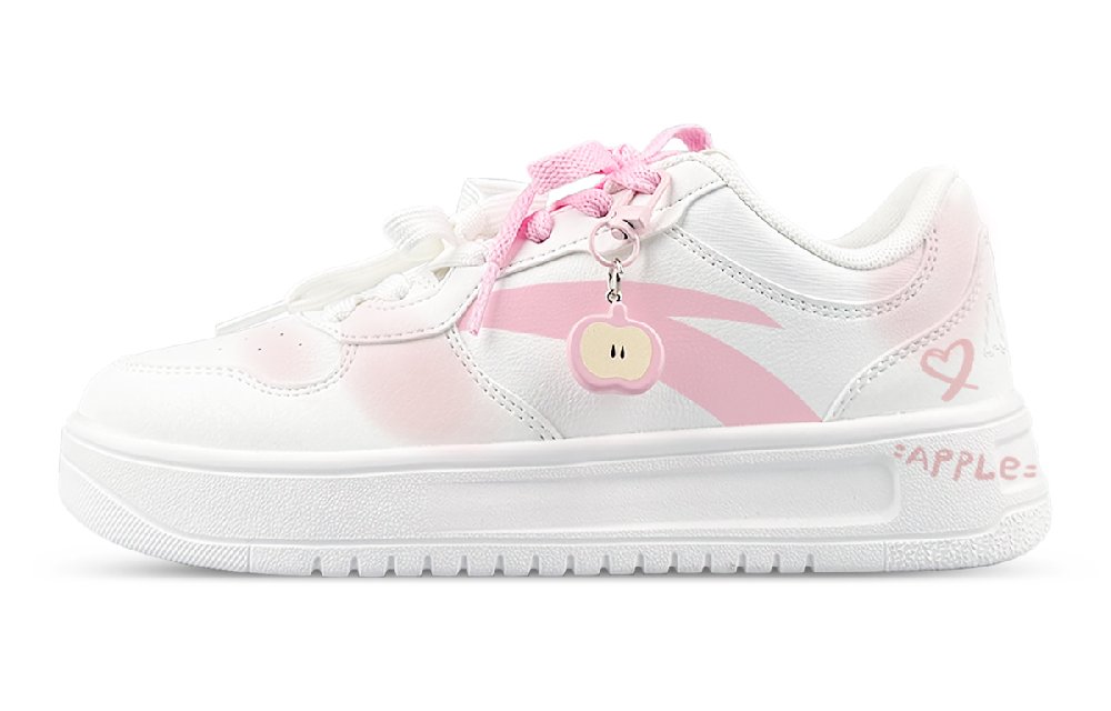 Anta Relaxed Wear resistant And Lightweight Low Top Skateboard Shoes Unisex White Pink