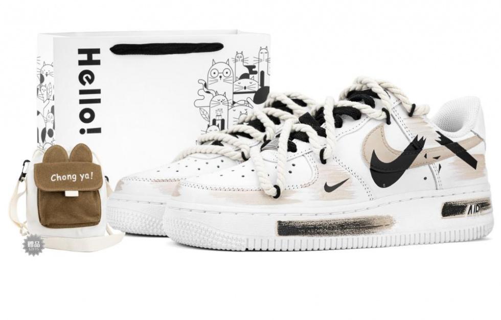 Nike Air Force 1 Slip Resistant, Abrasion Resistant, Lightweight Low Top Skateboard Shoes Unisex, Brown White Black