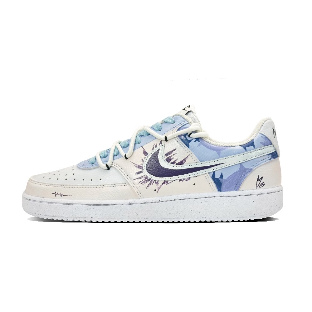 Nike Court Vision 1 Anti-Slip Wear-Resistant Low-Top Skateboard Shoes Men's Beige Blue