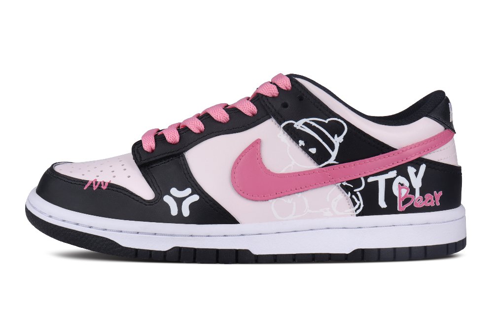 Nike Dunk Anti-Slip And Wear-Resistant Lightweight Low-Top Skateboard Shoes GS Black Pink
