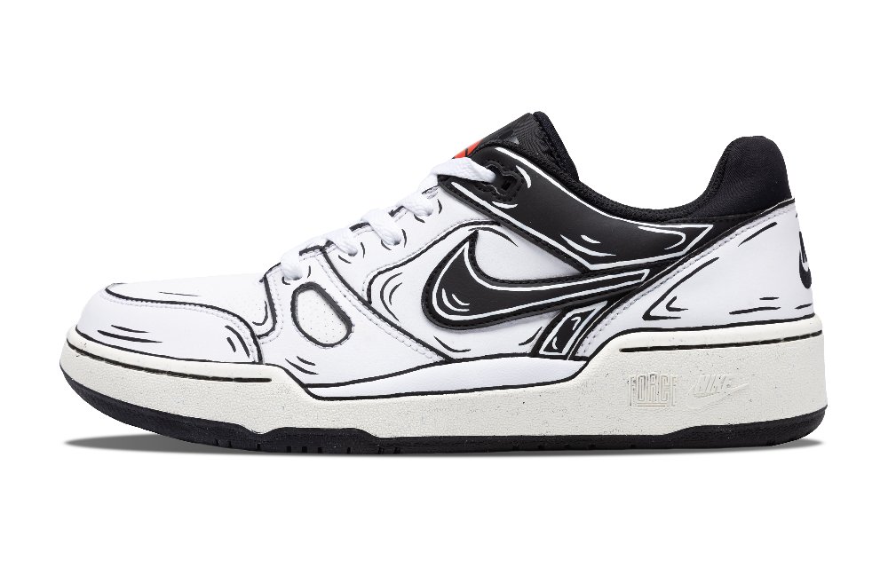 Nike Full Force Cushioning, Wear Resistant Low Top Skateboard Shoes Men's Black White