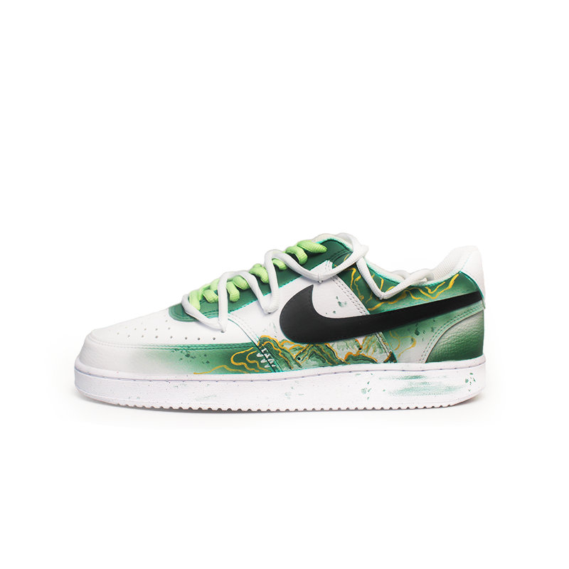 Nike Court Brocade Mountain And River Anti-Slip Wear-Resistant Low-Top Skateboard Shoes Men's White Green