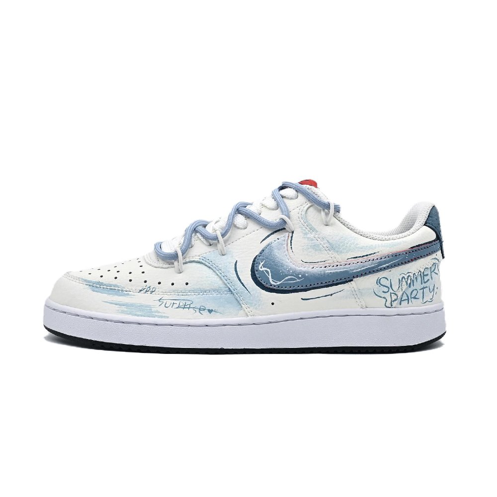 Nike Court Vision 1 Midsummer Abrasion Resistant Low Top Skateboard Shoes Men's White Blue