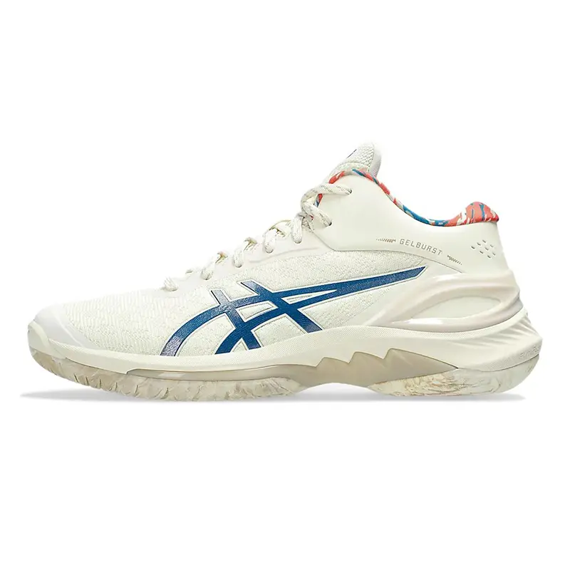 ASICS Gel Burst 28 Shock Absorbers Slip Resistant Abrasion Resistant Mid top Basketball Shoes Men's Beige Blue