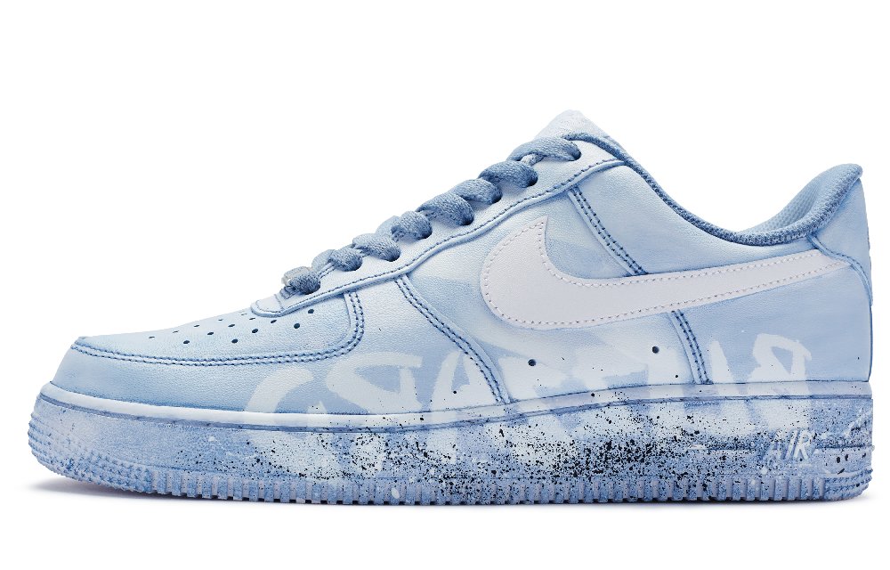 Nike Air Force 1 '07 Low Top Skateboard Shoes Men's Blue White