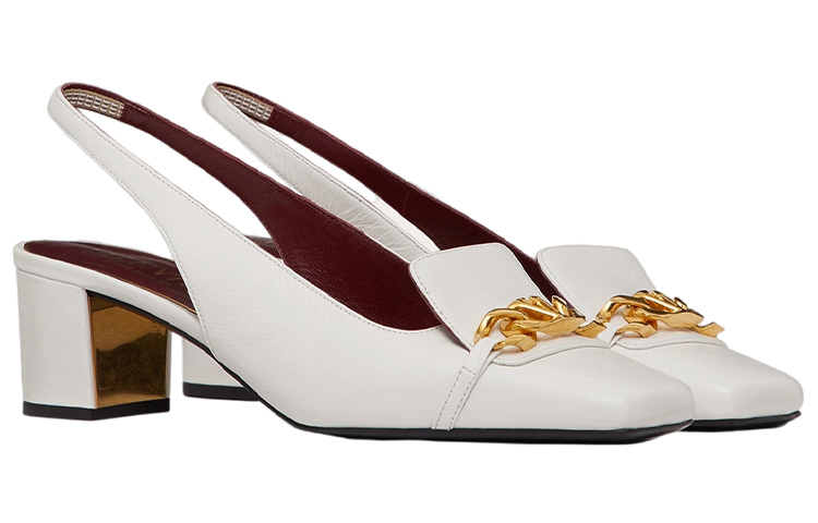 Valentino Vlogo Block Heel Mary Jane Shoes Women's White