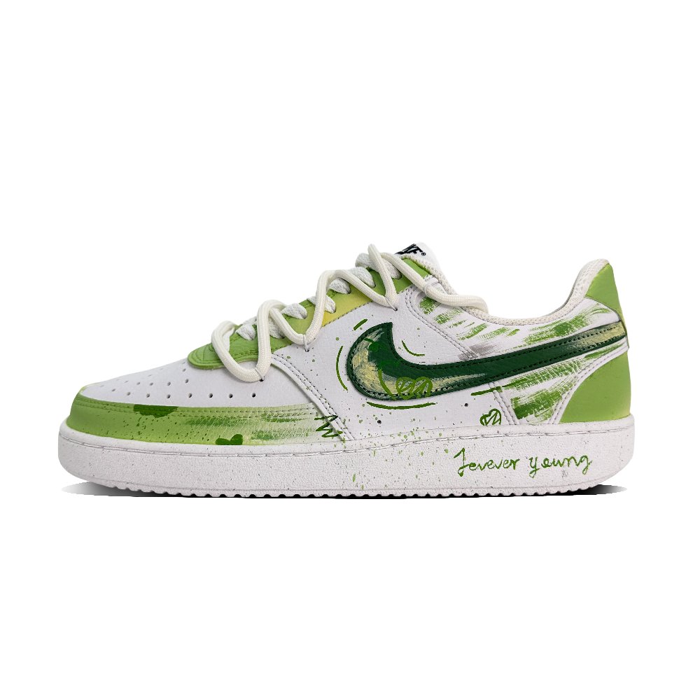 Nike Court Vision 1 Anti-Slip Wear-Resistant Low-Top Skateboard Shoes Men's White Green