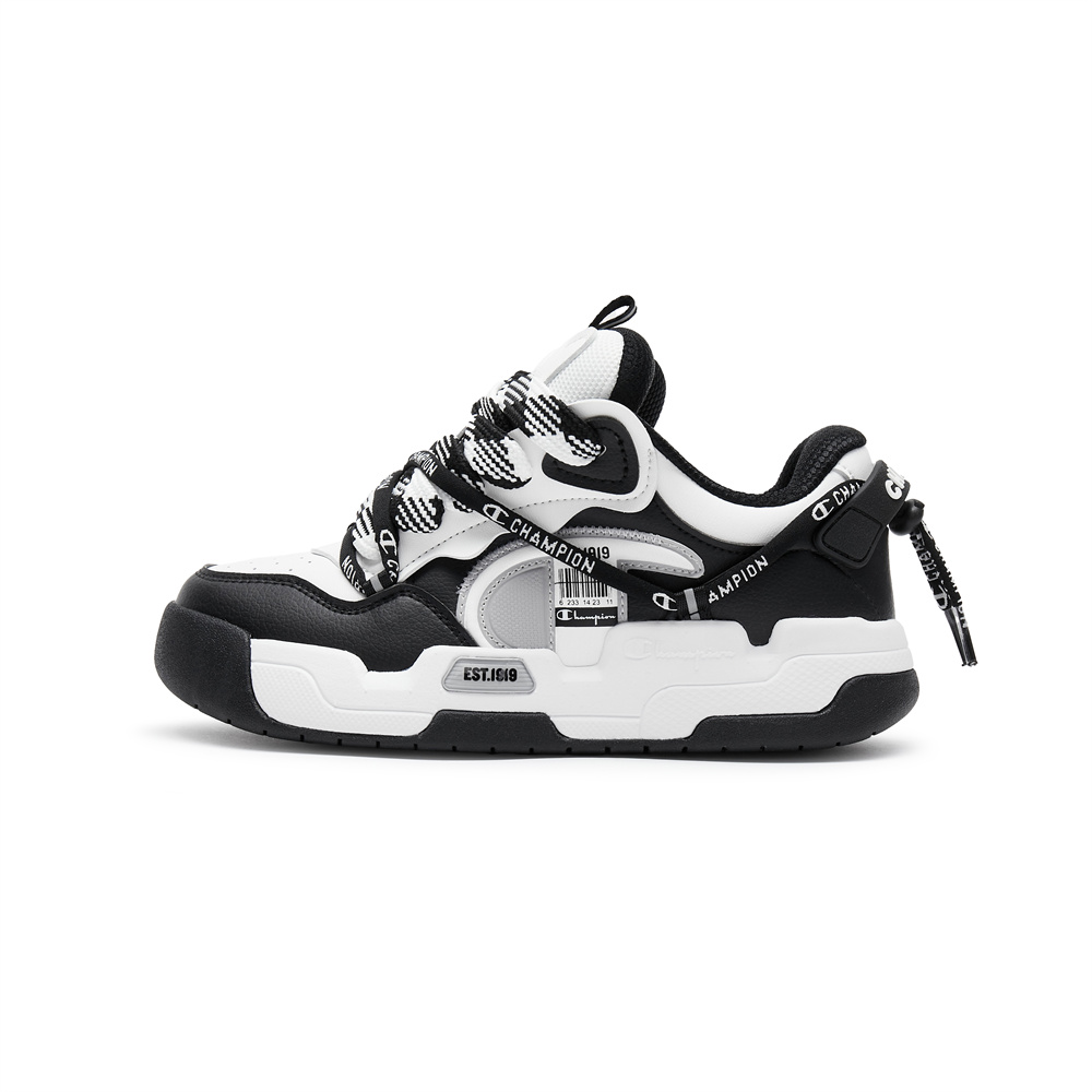 Champion Live Skate Anti-Slip Wear-Resistant Low-Top Skateboard Shoes Unisex Black White