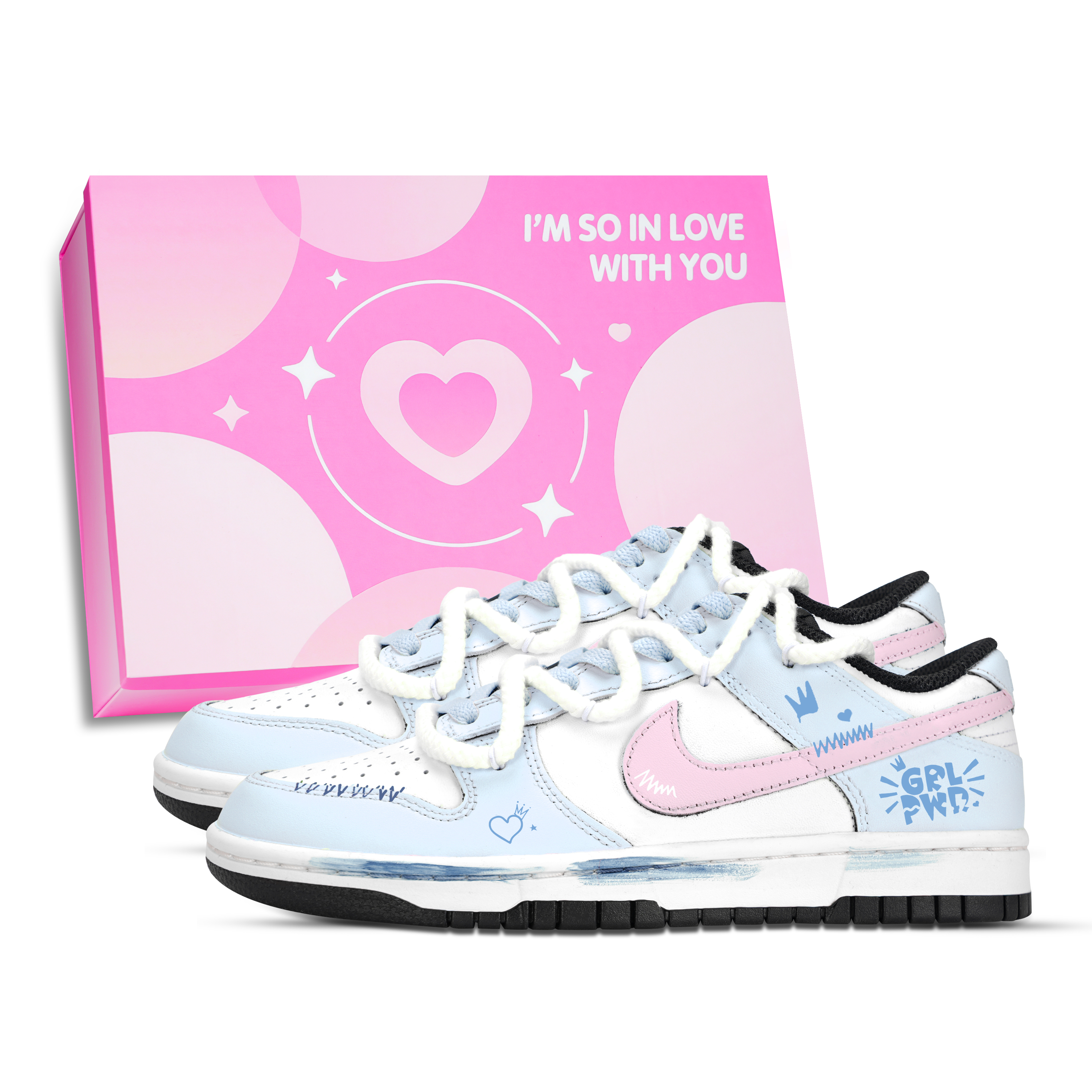 Nike Dunk Ziyouquan Wing Thermal Abrasion Resistant Low top Skateboard Shoes Unisex Blue White