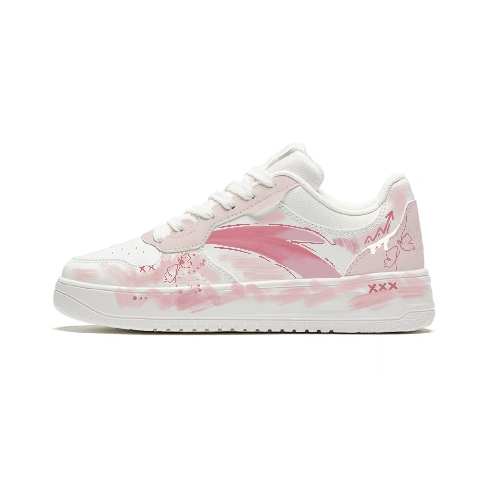 Anta Relaxed Coverage Cushioning Low top Skateboard Shoes Women's White Pink