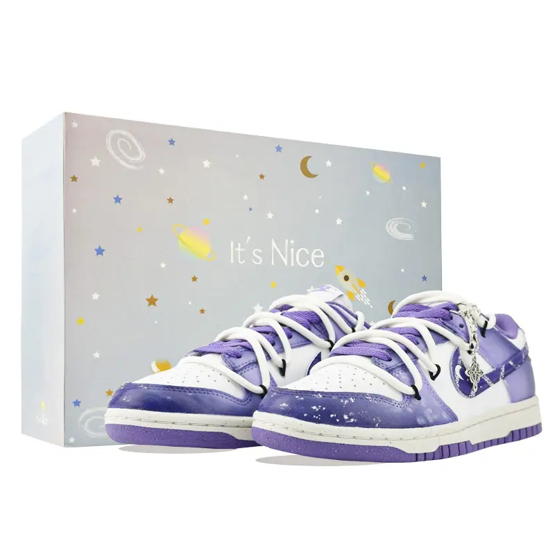 Nike Dunk Zeus Feather Cushioning, Wear Resistant Low top Skateboard Shoes Women's White Purple