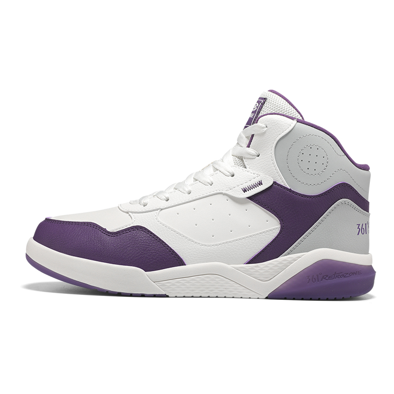 361° Winter Syndrome Slip-Resistant Cushioning Wear-Resistant High-Top Skateboard Shoes Men's White Purple