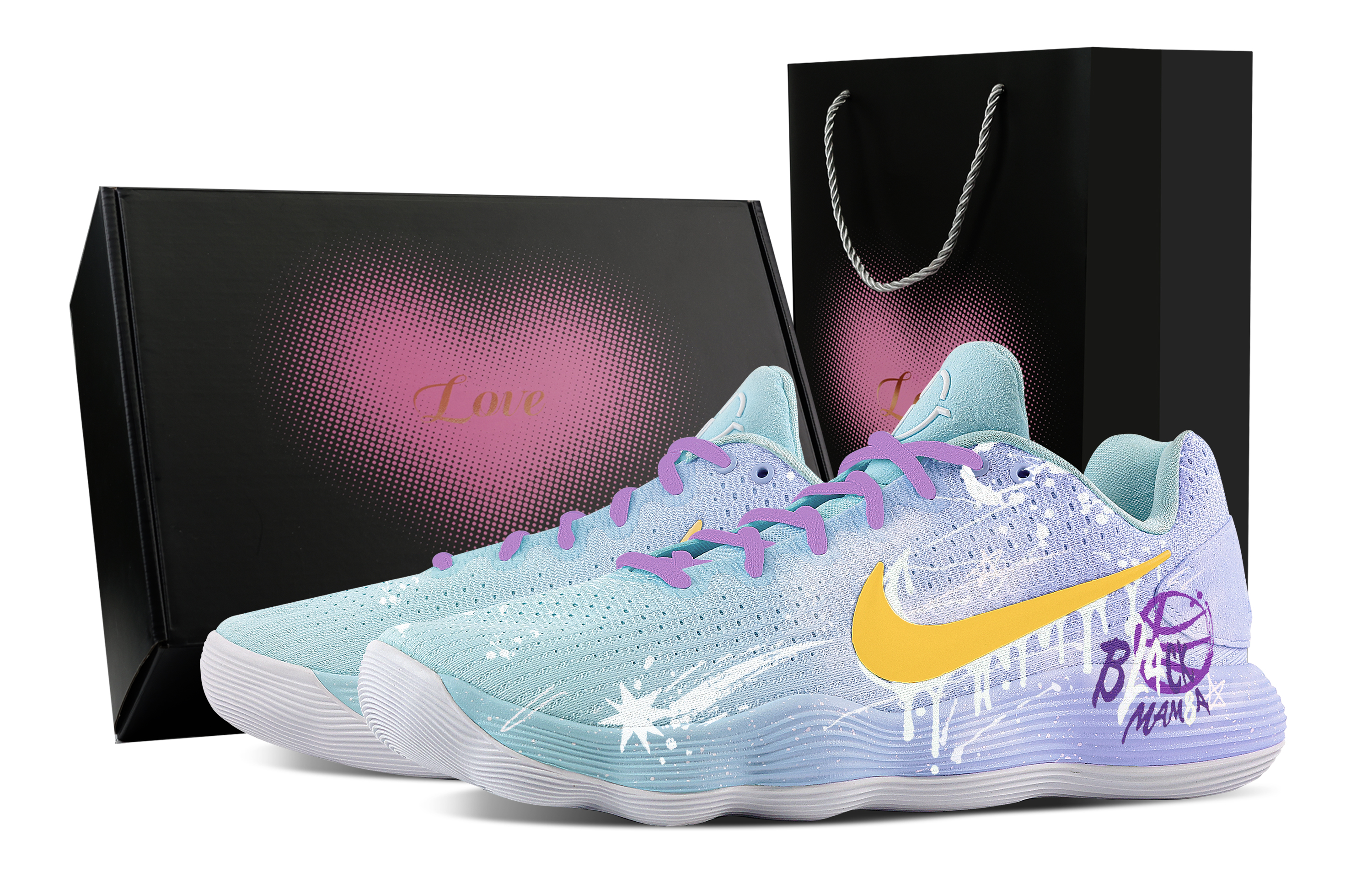 Nike Hyperdunk 2017 Lakers Storm, Heart Box Cushioning Coverage Support Low top Basketball Shoes Men's