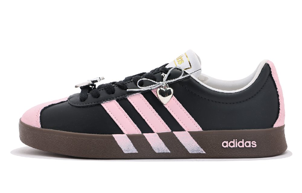Adidas Vl Court Classic Coverage Slip Resistant And Abrasion Resistant Low Top Skateboard Shoes Unisex Pink