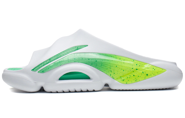 LiNing Speed 8 Quiet Slip Resistant Abrasion Resistant Slide Slippers Men's White Green