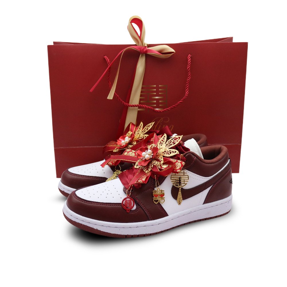 Jordan Air Jordan 1 Starry Sky Love 2.0 Shopping Bag Lightweight Low Top Vintage Basketball Shoes Unisex Red White
