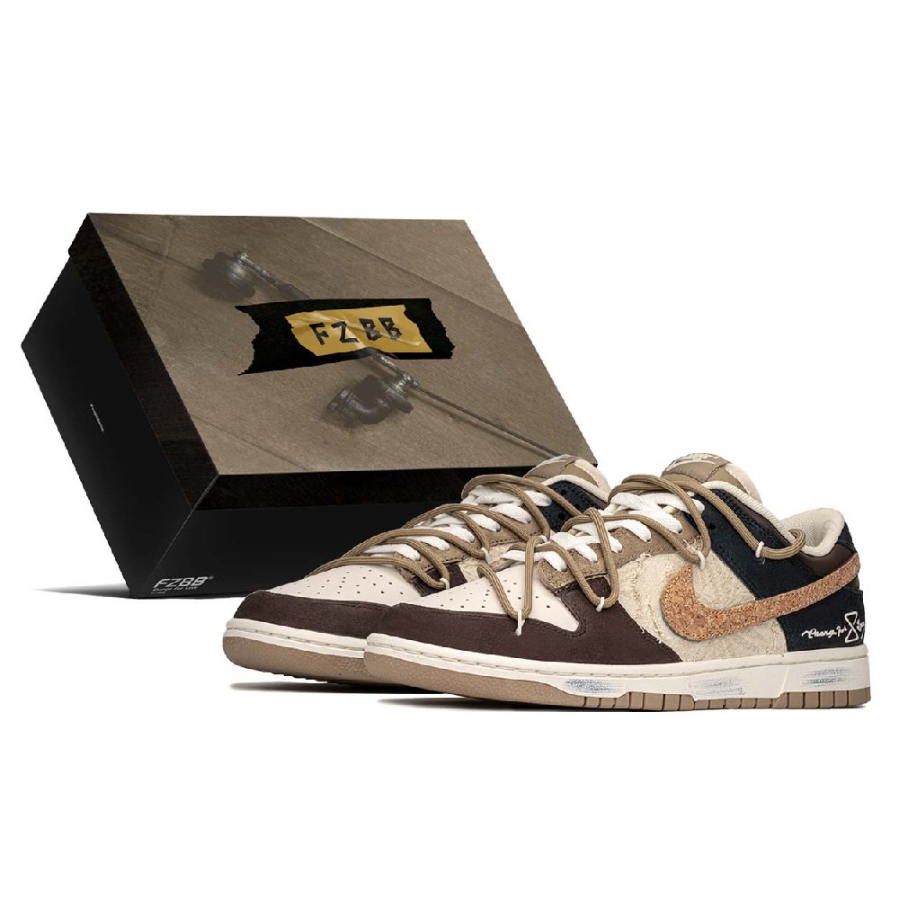 Nike Dunk Anti-Slip And Wear-Resistant Lightweight Height Increasing Low-Top Skateboard Shoes Unisex Beige Brown Black