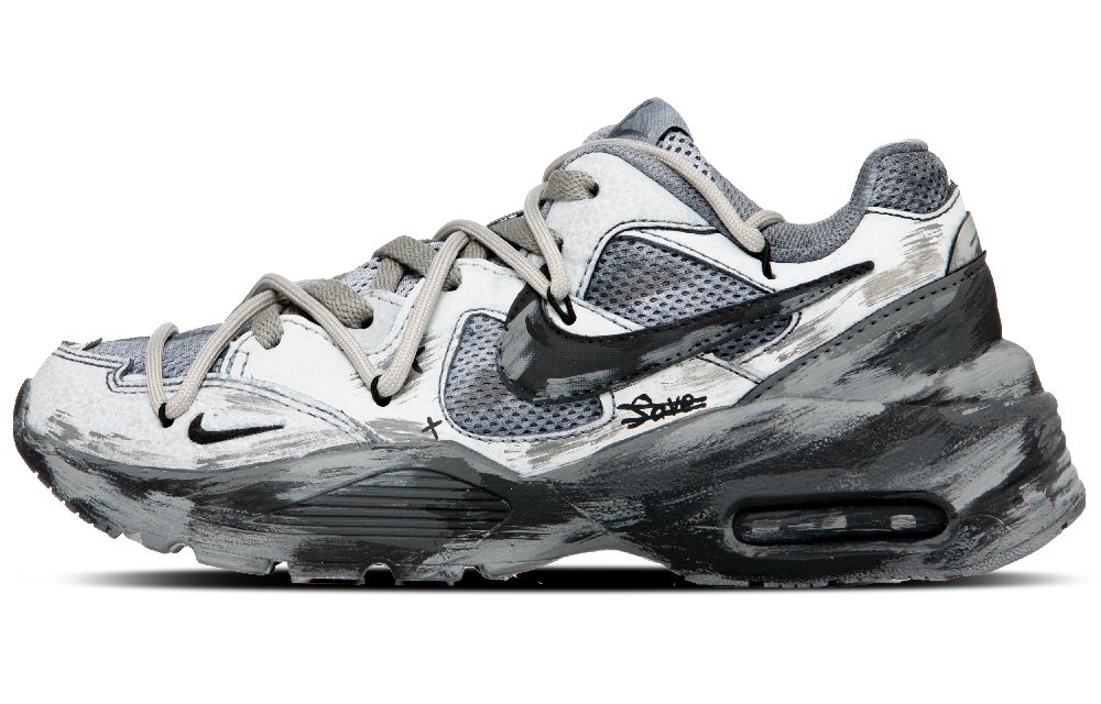 Nike Air Max Fusion Cushioning Anti-Slip And Wear-Resistant Low-Top Running Shoes Women's Black Gray White