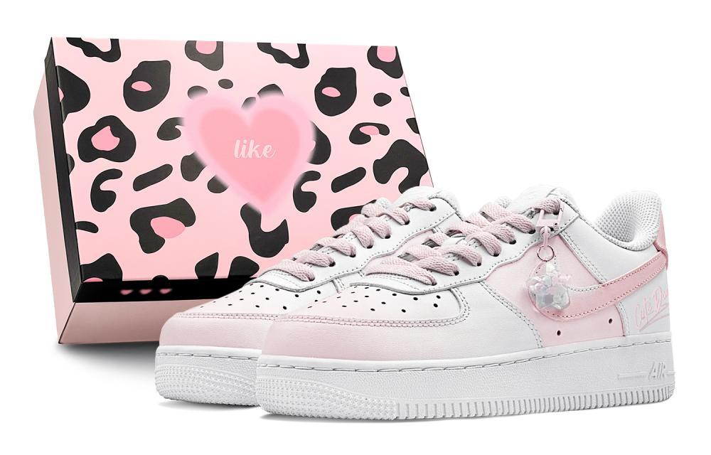 Nike Air Force 1 LE Summer Peach Anti Slip Wear Resistant Low Top Skateboard Shoes GS White Pink