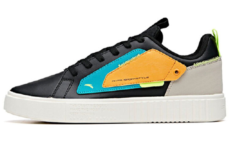 Anta Life Collection Coverage, Cushioning, Lightweight, Breathable Low top Skateboard Shoes Men's Black Green White