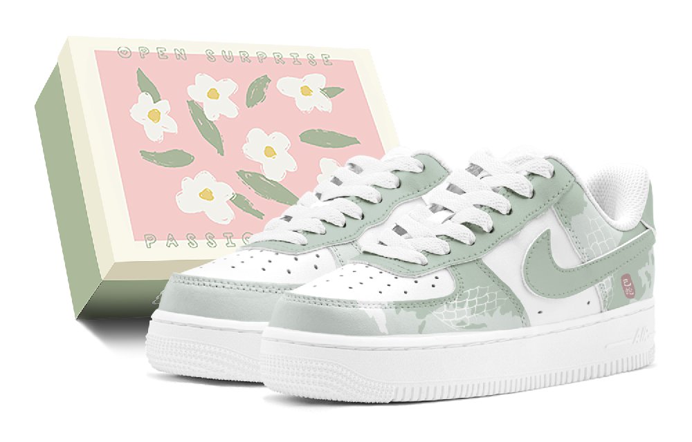 Nike Air Force 1 Anti-Slip Wear-Resistant Low-Top Skateboard Shoes Men's White Green